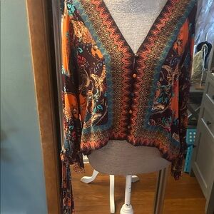 Free People Multicolor V-Neck Cardigan